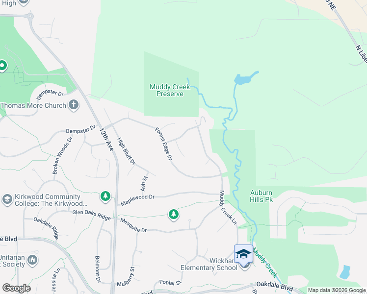 map of restaurants, bars, coffee shops, grocery stores, and more near 814 Forest Edge Lane in Coralville