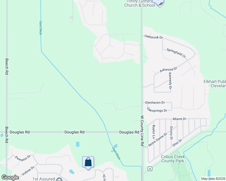 map of restaurants, bars, coffee shops, grocery stores, and more near 53633 Ash Road in Granger