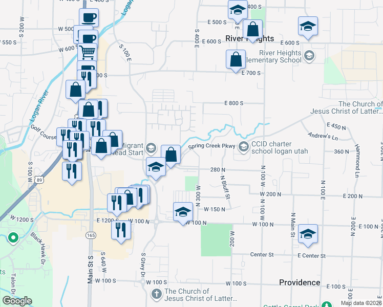 map of restaurants, bars, coffee shops, grocery stores, and more near 376 North Willow Lane West in Providence