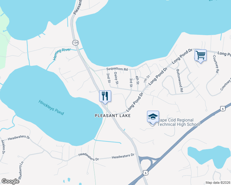 map of restaurants, bars, coffee shops, grocery stores, and more near 24 2nd Street in Harwich