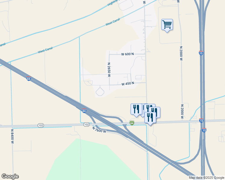 map of restaurants, bars, coffee shops, grocery stores, and more near 465 North 2650 West in Tremonton