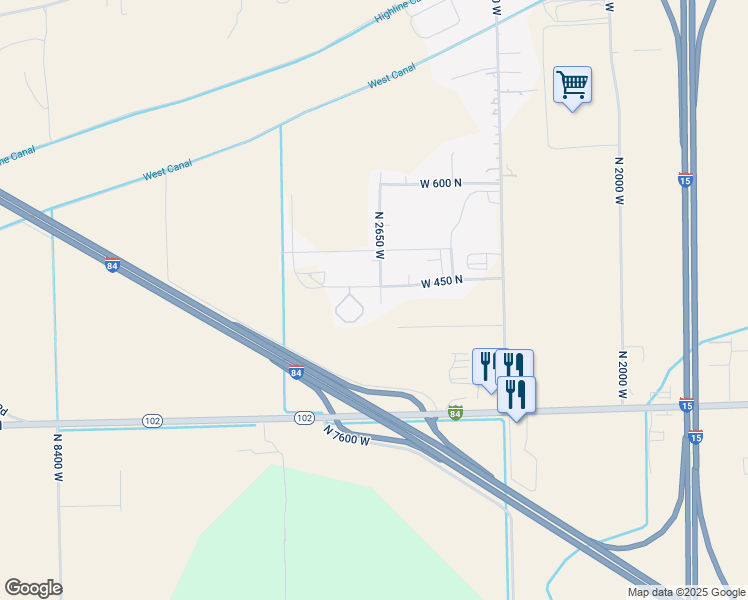 map of restaurants, bars, coffee shops, grocery stores, and more near 465 North 2650 West in Tremonton