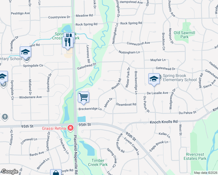 map of restaurants, bars, coffee shops, grocery stores, and more near 724 De Lasalle Avenue in Naperville