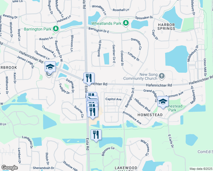map of restaurants, bars, coffee shops, grocery stores, and more near 2516 Hafenrichter Road in Plainfield