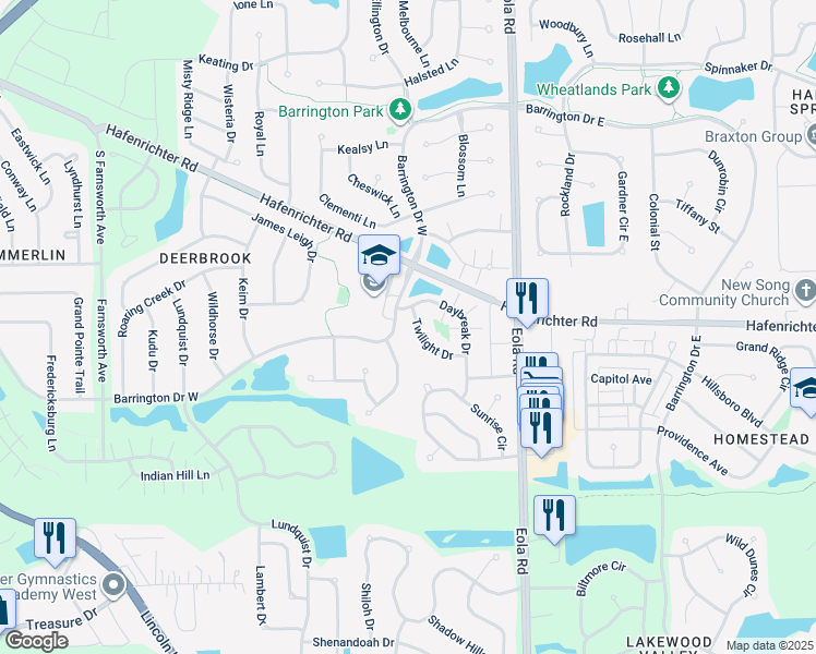 map of restaurants, bars, coffee shops, grocery stores, and more near 2285 Twilight Drive in Aurora