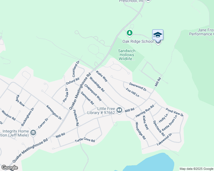 map of restaurants, bars, coffee shops, grocery stores, and more near 66 Kiahs Way in Sandwich