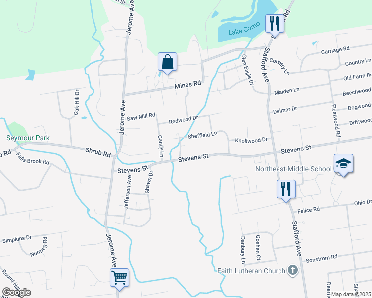map of restaurants, bars, coffee shops, grocery stores, and more near 183 Sheffield Lane in Bristol