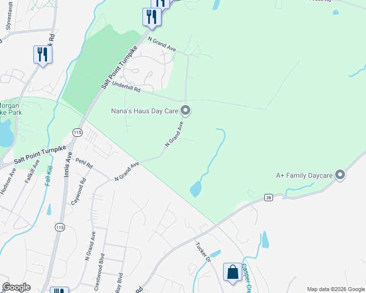 map of restaurants, bars, coffee shops, grocery stores, and more near 5 Bethlehem Place in Poughkeepsie