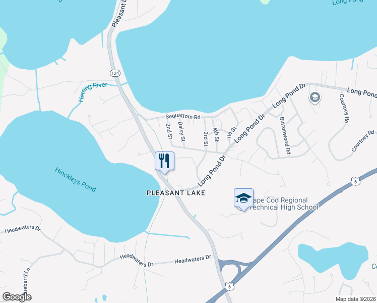 map of restaurants, bars, coffee shops, grocery stores, and more near 1020 Oak Street in Harwich