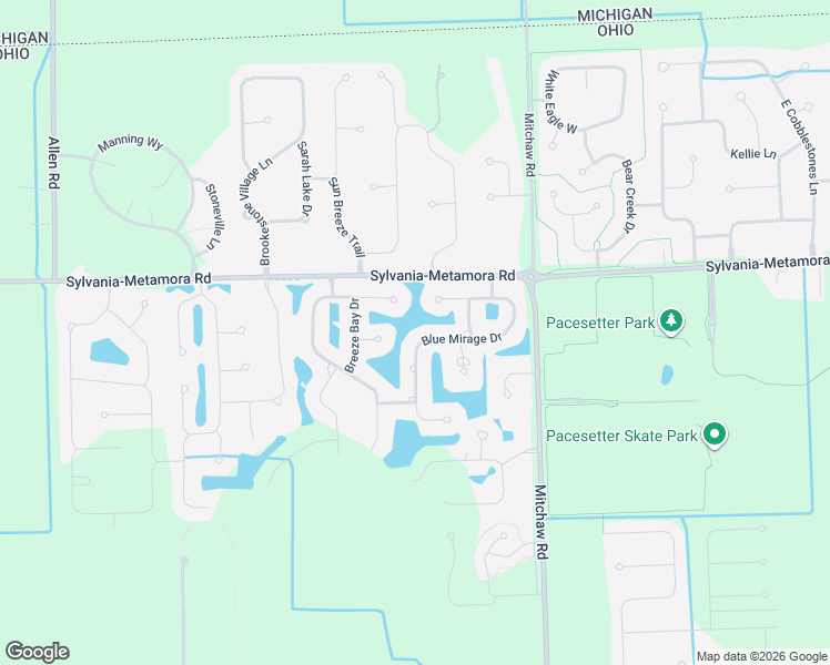 map of restaurants, bars, coffee shops, grocery stores, and more near 9254 Blue Mirage Drive in Sylvania