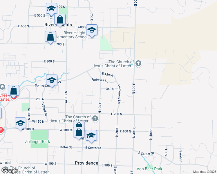 map of restaurants, bars, coffee shops, grocery stores, and more near 151 East 360 North in Providence