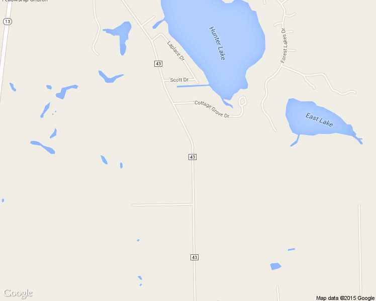map of restaurants, bars, coffee shops, grocery stores, and more near 53805 Co Road 43 in Middlebury