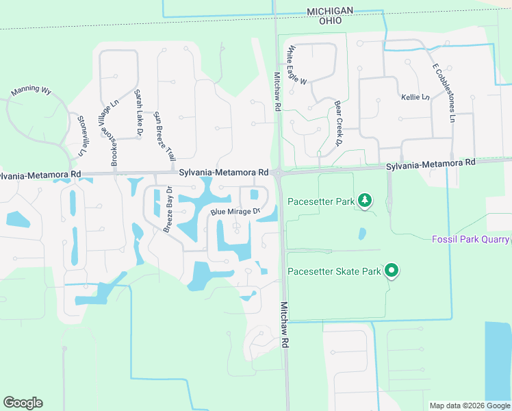 map of restaurants, bars, coffee shops, grocery stores, and more near 9136 Blue Mirage Drive in Sylvania