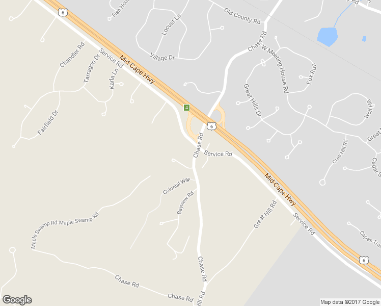 map of restaurants, bars, coffee shops, grocery stores, and more near 51 Chase Road in Sandwich