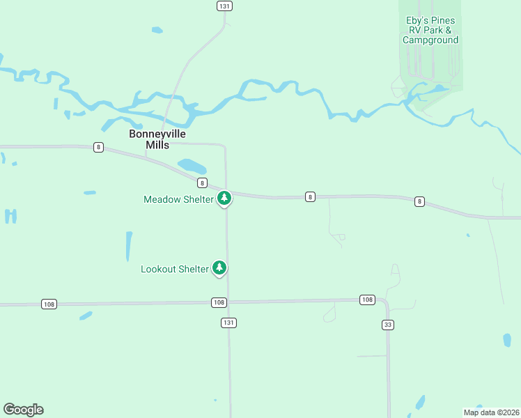 map of restaurants, bars, coffee shops, grocery stores, and more near 15208 County Road 8 in Middlebury