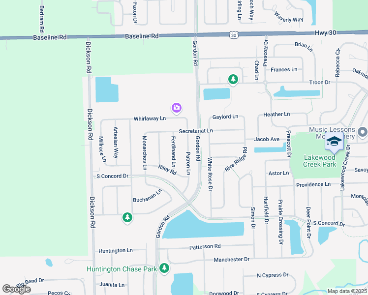map of restaurants, bars, coffee shops, grocery stores, and more near 2327 Patron Lane in Montgomery