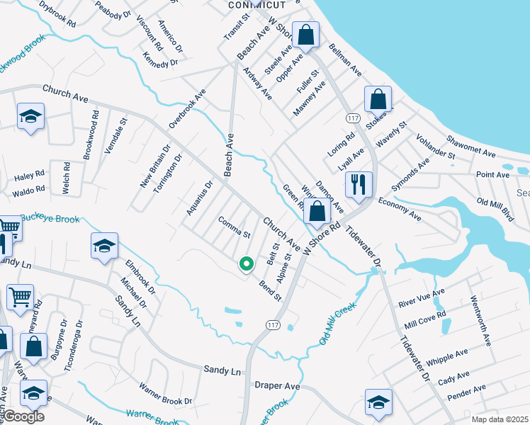map of restaurants, bars, coffee shops, grocery stores, and more near 93 Church Avenue in Warwick