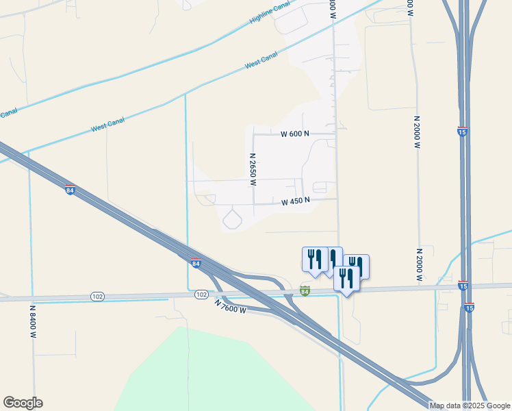 map of restaurants, bars, coffee shops, grocery stores, and more near 465 North 2650 West in Tremonton