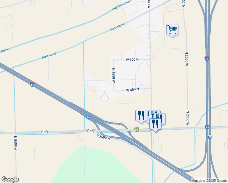 map of restaurants, bars, coffee shops, grocery stores, and more near 465 North 2650 West in Tremonton