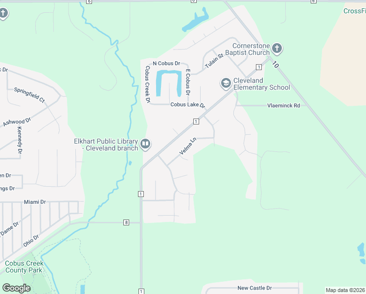 map of restaurants, bars, coffee shops, grocery stores, and more near 29949 Velma Lane in Elkhart
