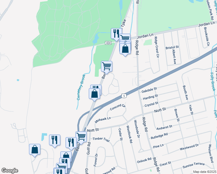 map of restaurants, bars, coffee shops, grocery stores, and more near 66 Village Drive in Wethersfield