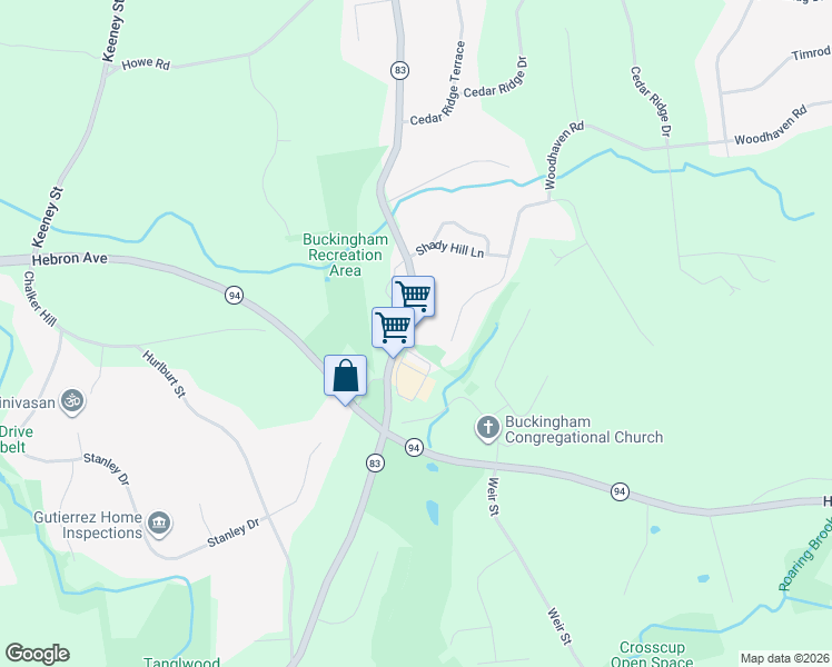 map of restaurants, bars, coffee shops, grocery stores, and more near 5 Knollwood Drive in Glastonbury