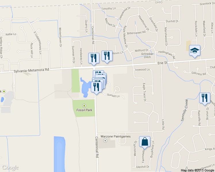 map of restaurants, bars, coffee shops, grocery stores, and more near 5667 Breezy Porch Dr in Sylvania