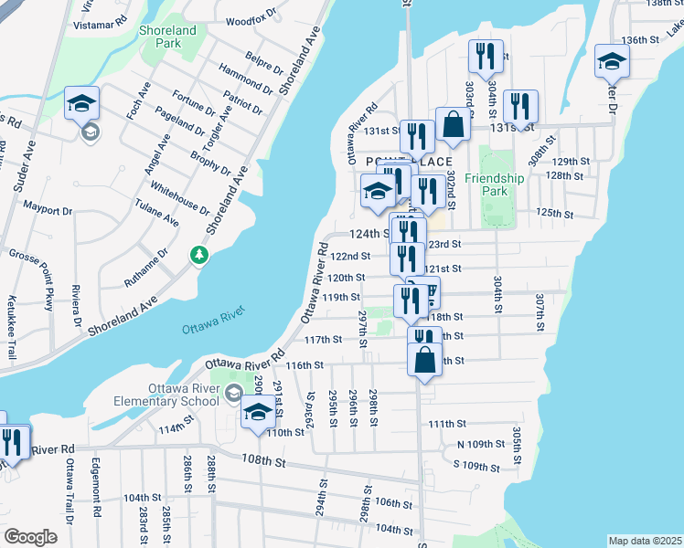 map of restaurants, bars, coffee shops, grocery stores, and more near 2623 120th Street in Toledo