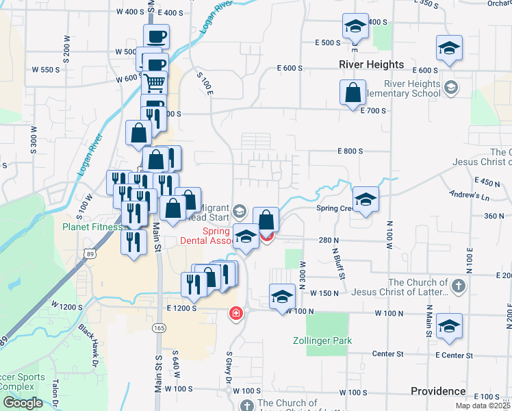 map of restaurants, bars, coffee shops, grocery stores, and more near 358 North Gateway Drive in Providence