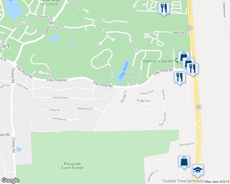 map of restaurants, bars, coffee shops, grocery stores, and more near 103 Valley Bars Road in Bourne