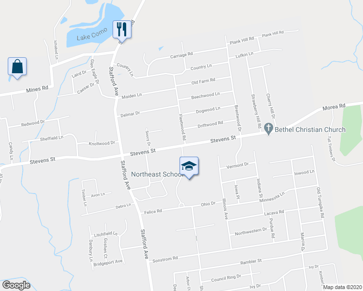 map of restaurants, bars, coffee shops, grocery stores, and more near 530 Stevens Street in Bristol