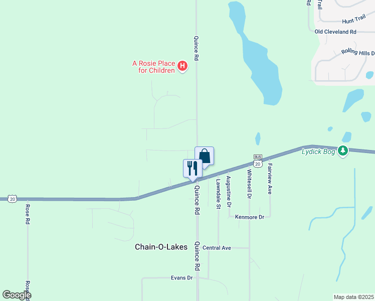 map of restaurants, bars, coffee shops, grocery stores, and more near 26501 Durness Woods Drive in South Bend