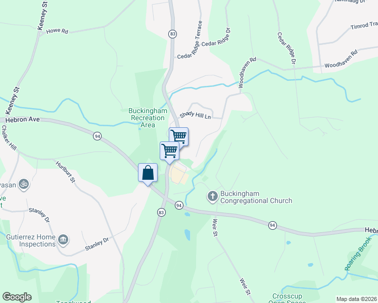 map of restaurants, bars, coffee shops, grocery stores, and more near 5 Knollwood Drive in Glastonbury