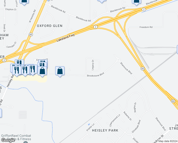 map of restaurants, bars, coffee shops, grocery stores, and more near 1380 Legacy Drive in Painesville