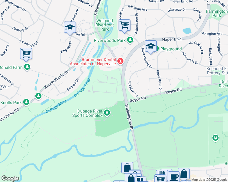 map of restaurants, bars, coffee shops, grocery stores, and more near 11 Baker Lane in Naperville