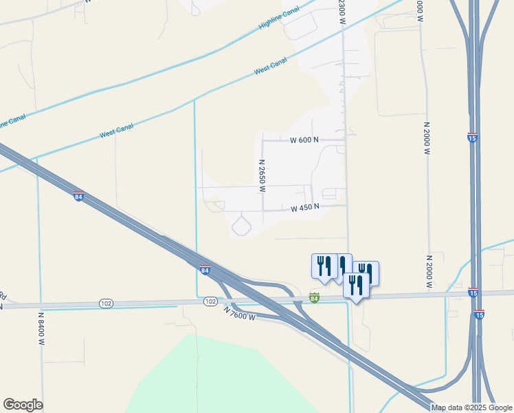 map of restaurants, bars, coffee shops, grocery stores, and more near 465 North 2650 West in Tremonton