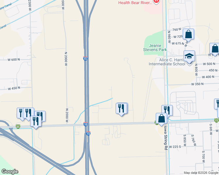 map of restaurants, bars, coffee shops, grocery stores, and more near 321 North 1500 West in Tremonton