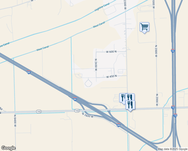 map of restaurants, bars, coffee shops, grocery stores, and more near 465 North 2650 West in Tremonton