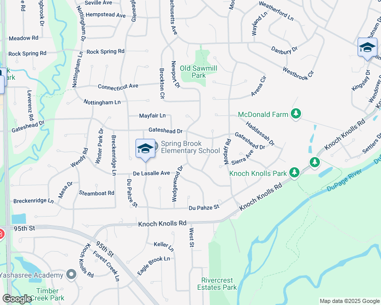 map of restaurants, bars, coffee shops, grocery stores, and more near 2655 Newport Drive in Naperville