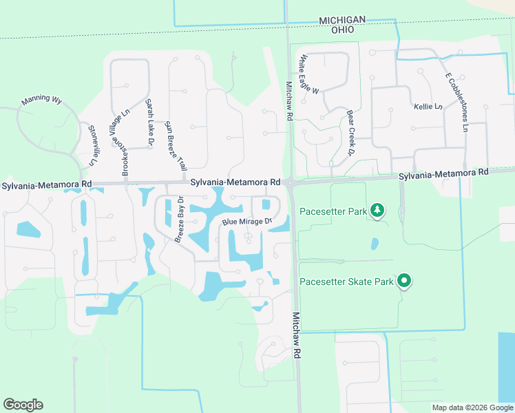 map of restaurants, bars, coffee shops, grocery stores, and more near 9136 Blue Mirage Drive in Sylvania