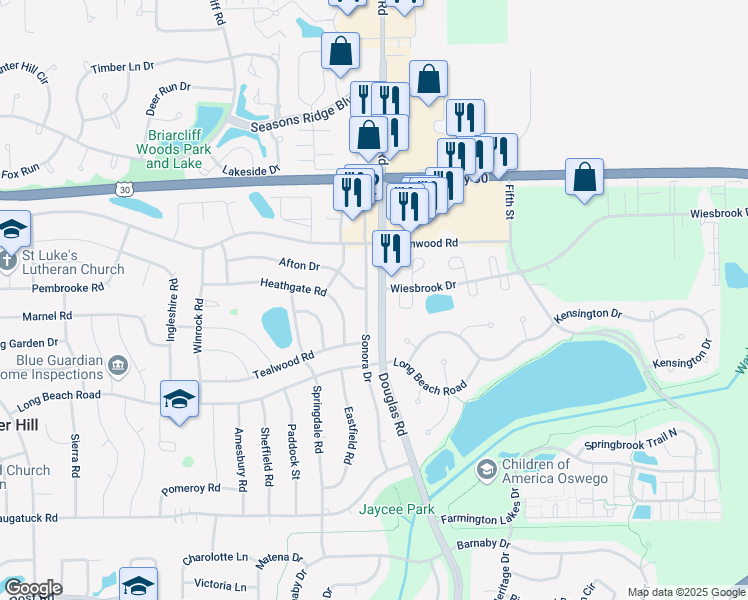 map of restaurants, bars, coffee shops, grocery stores, and more near 27 Sonora Drive in Montgomery