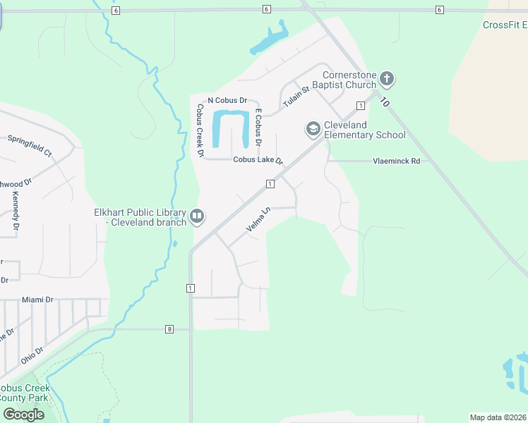 map of restaurants, bars, coffee shops, grocery stores, and more near 29949 Velma Ln in Elkhart