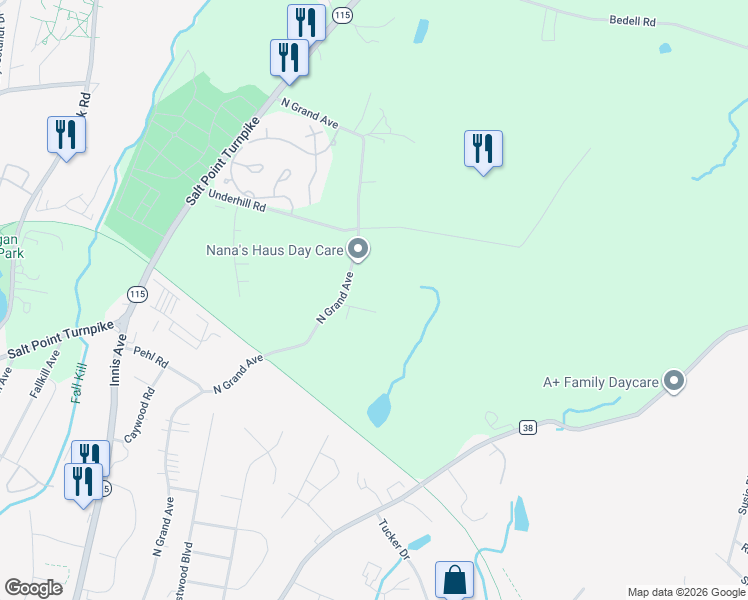 map of restaurants, bars, coffee shops, grocery stores, and more near 5 Bethlehem Place in Poughkeepsie
