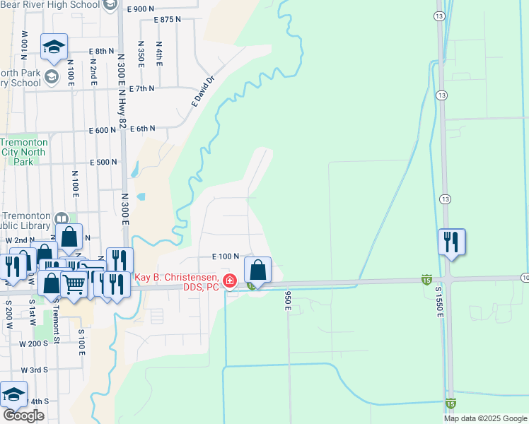map of restaurants, bars, coffee shops, grocery stores, and more near 835 East 240 North in Tremonton