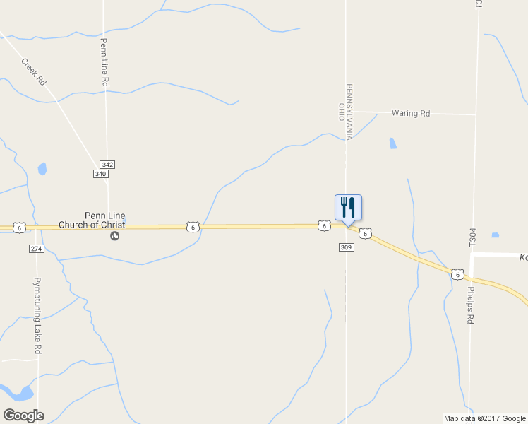 map of restaurants, bars, coffee shops, grocery stores, and more near 7237 U.S. 6 in Pierpont