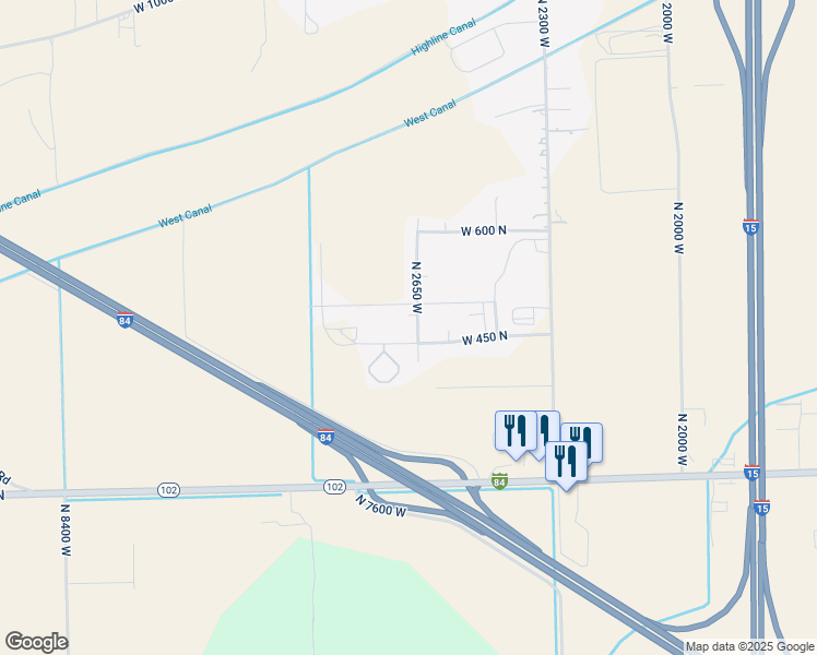 map of restaurants, bars, coffee shops, grocery stores, and more near 465 North 2650 West in Tremonton