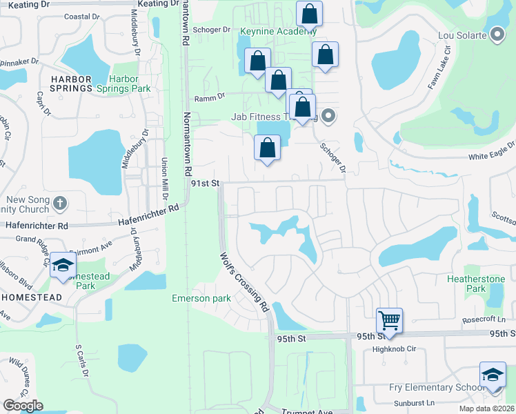 map of restaurants, bars, coffee shops, grocery stores, and more near 2602 Avondale Circle in Naperville