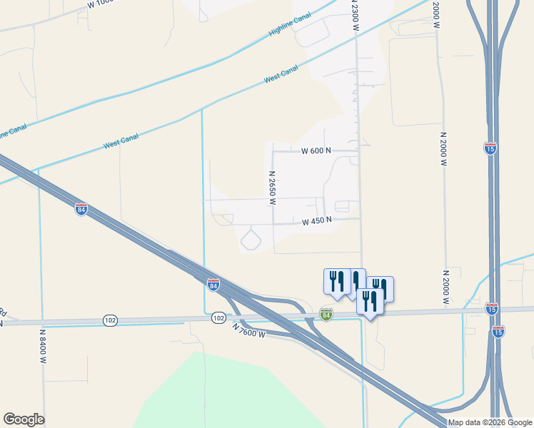 map of restaurants, bars, coffee shops, grocery stores, and more near 475 North 2650 West in Tremonton