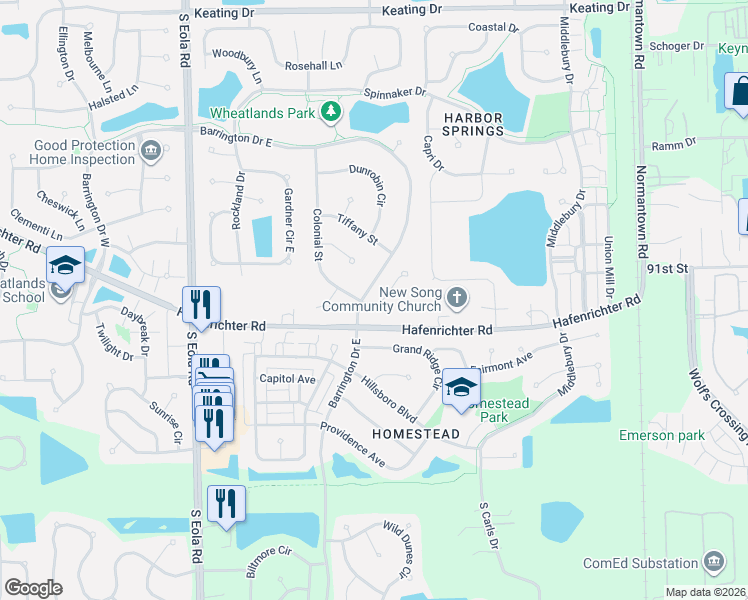 map of restaurants, bars, coffee shops, grocery stores, and more near 2711 Cavalcade Court in Aurora