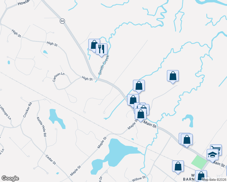 map of restaurants, bars, coffee shops, grocery stores, and more near 50 Indian Spring Road in Barnstable